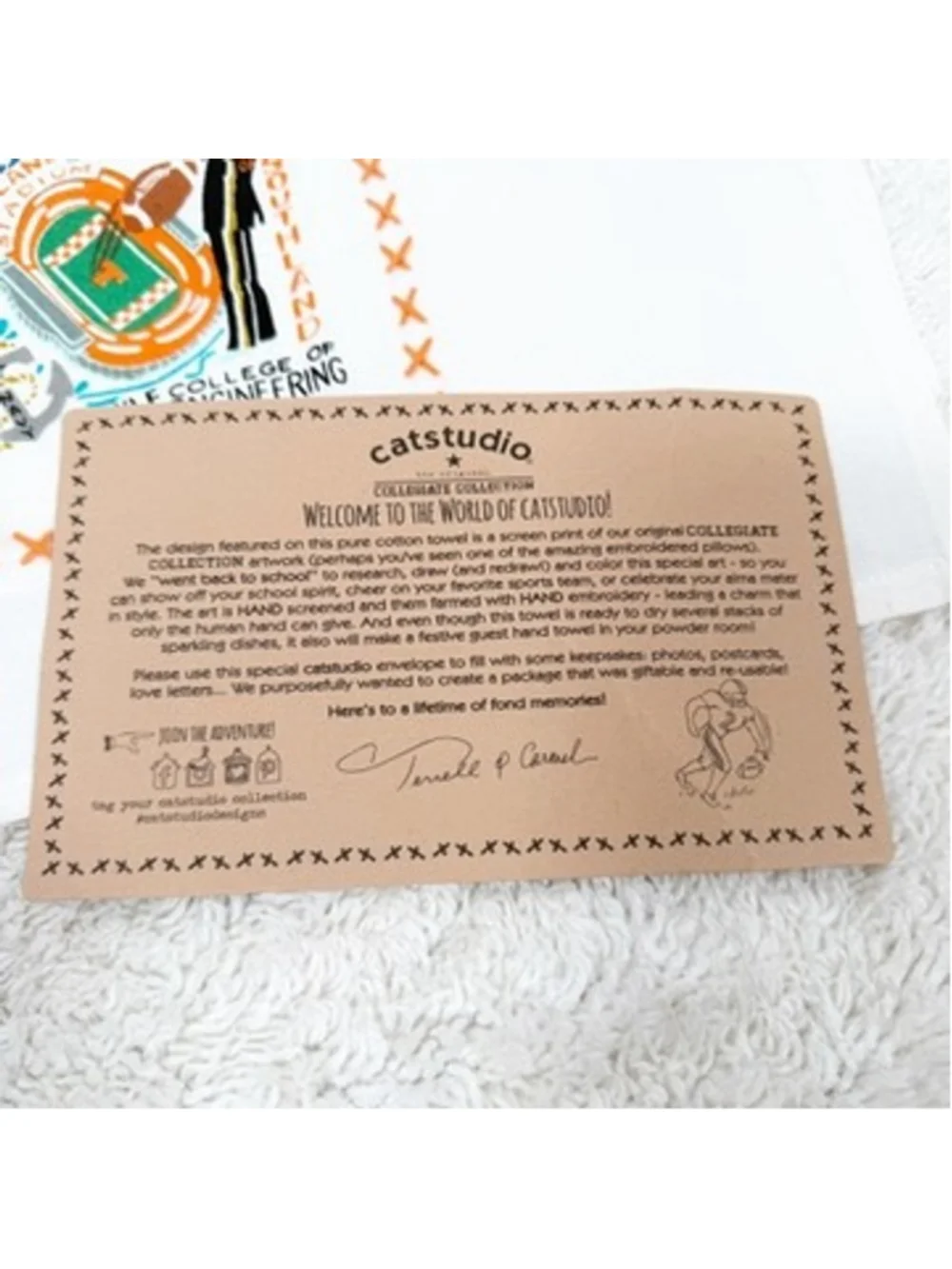 Catstudio UT Tennessee Volunteers Tea Towel Embroidered Cotton Dish Towel NEW